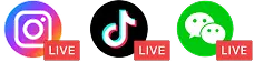 Logos of the live streaming platforms Instagram, TikTok & WeChat