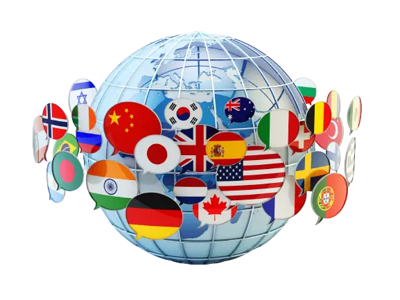 Flags from multiple countries showing Akkadu live captions support more than 90 languages